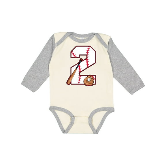 Inktastic Baseball Second Birthday- two years old Boys or Girls Long Sleeve Baby Bodysuit