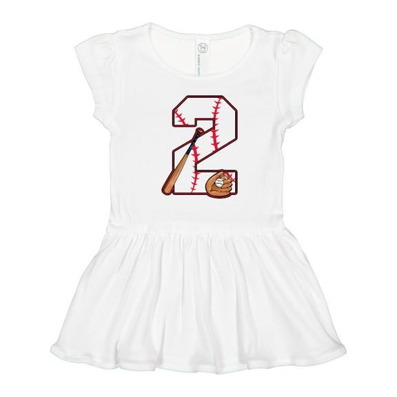 Inktastic Baseball Second Birthday- two years old Girls Toddler Dress