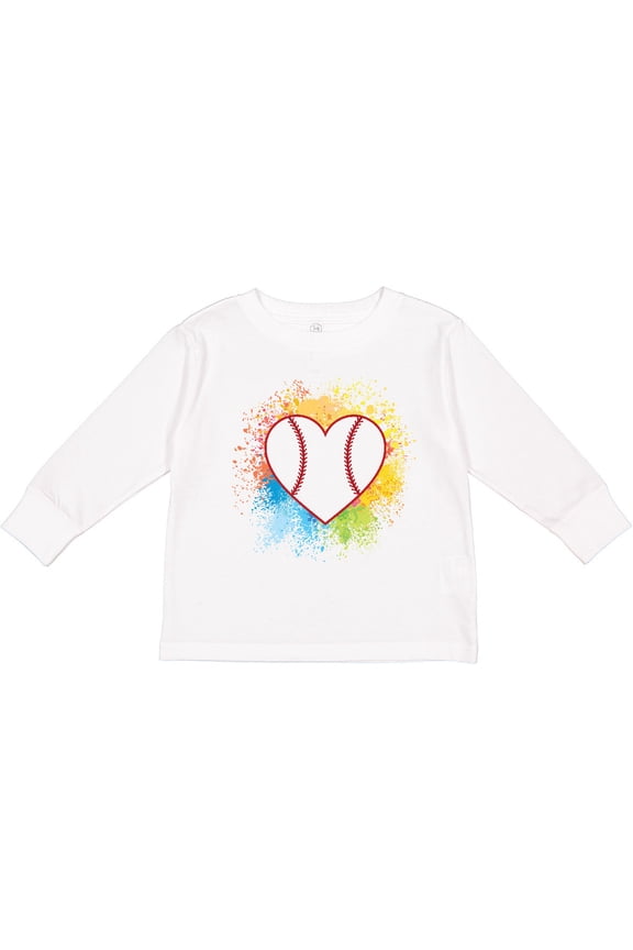 Baseball Sports Heart Girls Long Sleeve Toddler T-Shirt