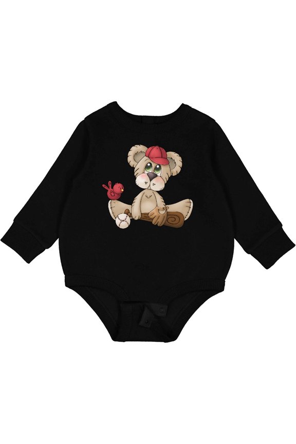 Baseball Teddy Bear Baby Fleece Bodysuit