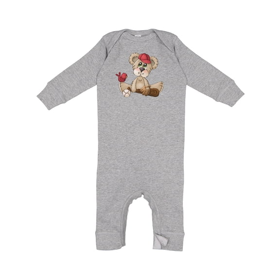 Inktastic Baseball Teddy Bear Baby Romper Coveralls