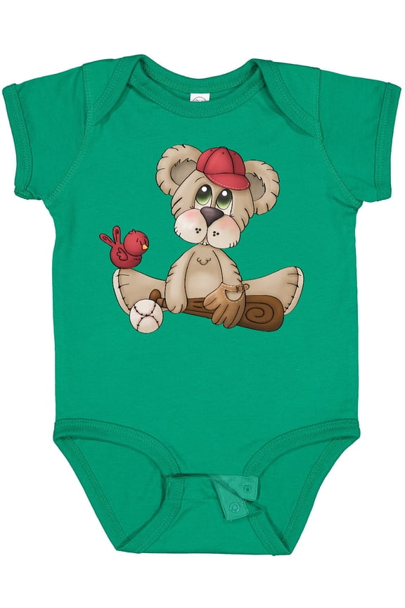 Baseball Teddy Bear Boys Baby Bodysuit