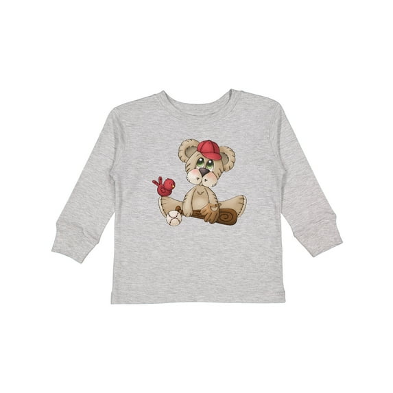 Inktastic Baseball Teddy Bear Boys Long Sleeve Toddler T-Shirt