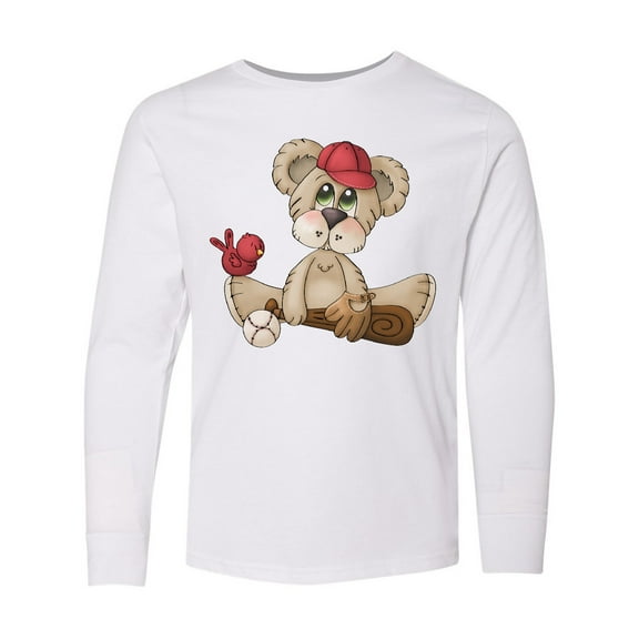 Inktastic Baseball Teddy Bear Long Sleeve Youth T-Shirt