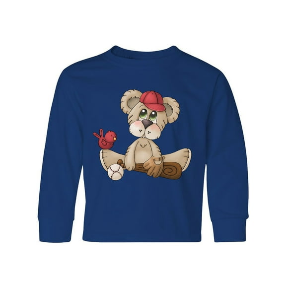 Inktastic Baseball Teddy Bear Long Sleeve Youth T-Shirt