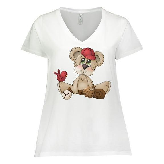 Inktastic Baseball Teddy Bear Women's Plus Size V-Neck T-Shirt