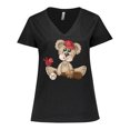 thumbnail image 1 of Inktastic Baseball Teddy Bear Women's Plus Size V-Neck T-Shirt, 1 of 5
