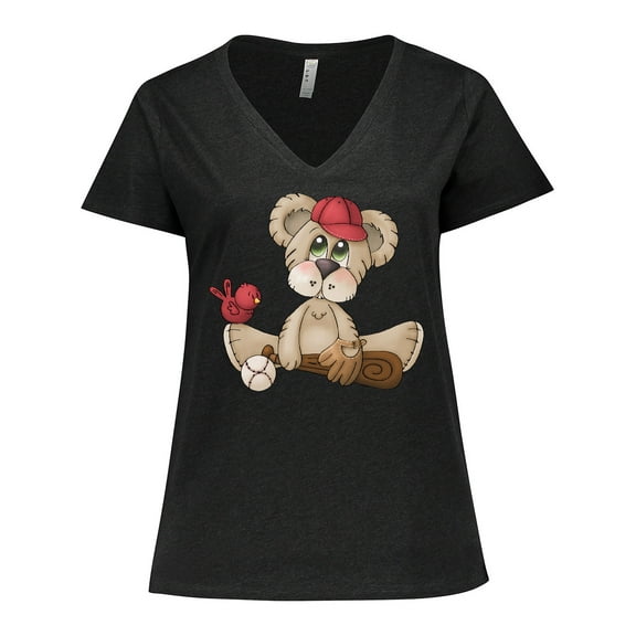 Inktastic Baseball Teddy Bear Women's Plus Size V-Neck T-Shirt