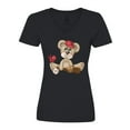 thumbnail image 1 of Inktastic Baseball Teddy Bear Women's V-Neck T-Shirt, 1 of 5