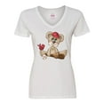 thumbnail image 1 of Inktastic Baseball Teddy Bear Women's V-Neck T-Shirt, 1 of 5