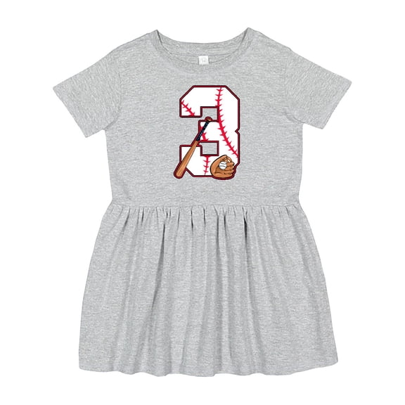 Inktastic Baseball Third Birthday Three Years Old Girls Toddler Dress