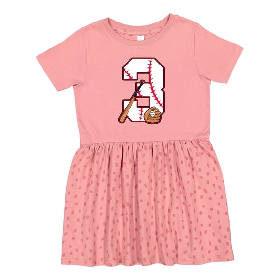 Inktastic Baseball Third Birthday Three Years Old Girls Toddler Dress