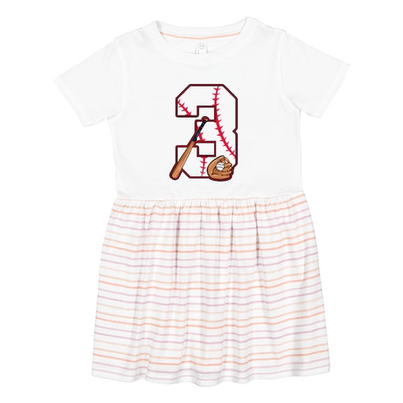 Inktastic Baseball Third Birthday Three Years Old Girls Toddler Dress