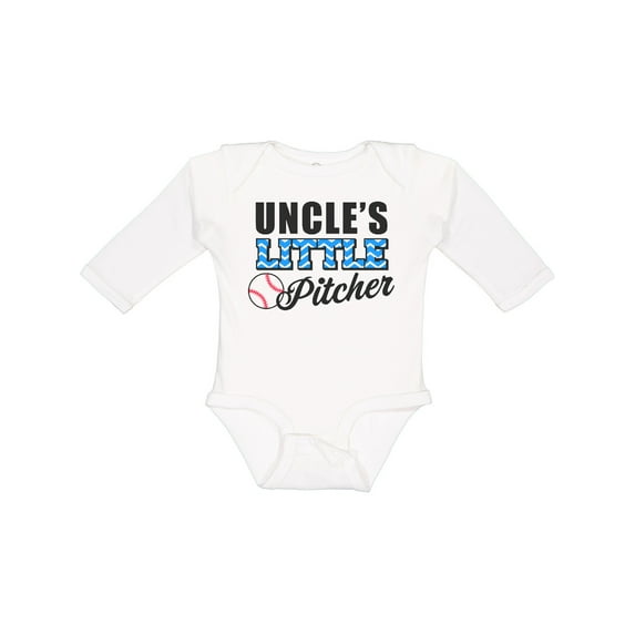 Inktastic Baseball Uncles Little Pitcher Boys Long Sleeve Baby Bodysuit