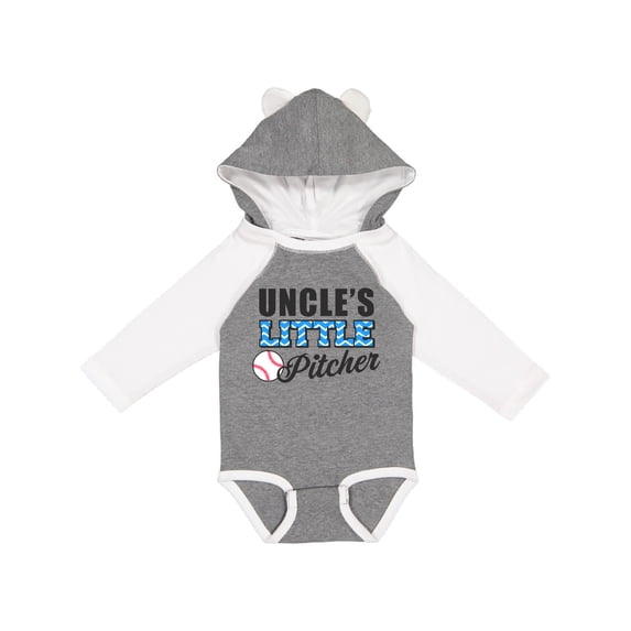 Inktastic Baseball Uncles Little Pitcher Boys Long Sleeve Baby Bodysuit