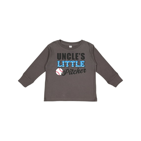 Inktastic Baseball Uncles Little Pitcher Boys Long Sleeve Toddler T-Shirt