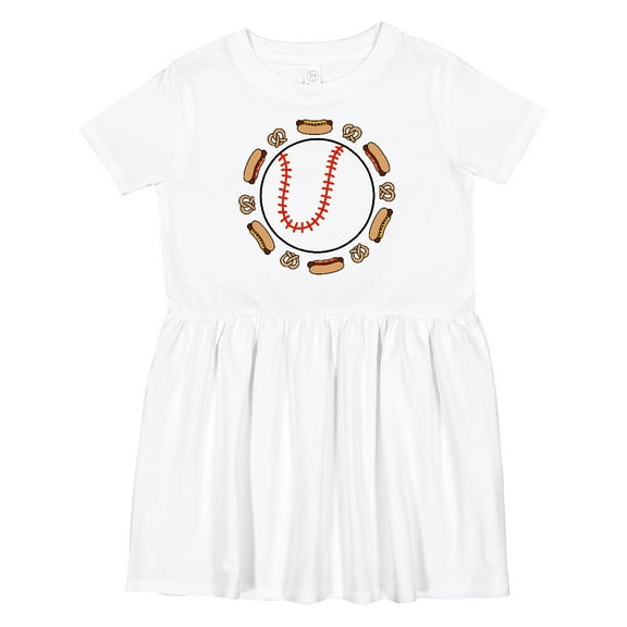 Inktastic Baseball with Hot Dogs and Pretzels Girls Toddler Dress