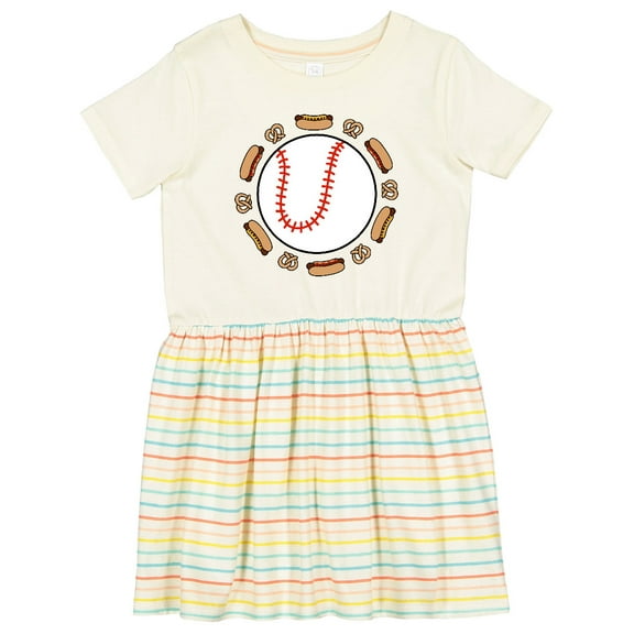 Inktastic Baseball with Hot Dogs and Pretzels Girls Toddler Dress
