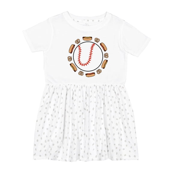 Inktastic Baseball with Hot Dogs and Pretzels Girls Toddler Dress