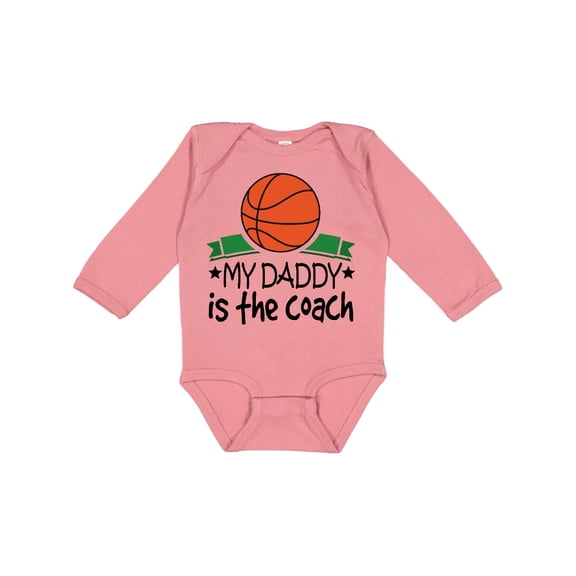 Inktastic Basketball My Daddy is the Coach Boys or Girls Long Sleeve Baby Bodysuit