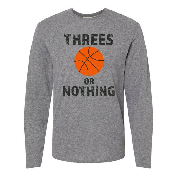 Inktastic Basketball Threes or Nothing Long Sleeve T-Shirt
