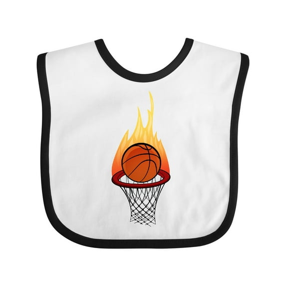 Inktastic Basketball and Hoop on Fire Boys or Girls Baby Bib