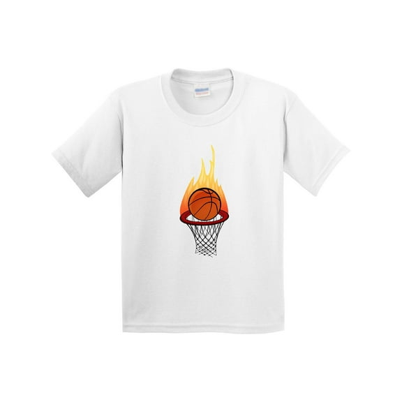 Inktastic Basketball and Hoop on Fire Youth T-Shirt