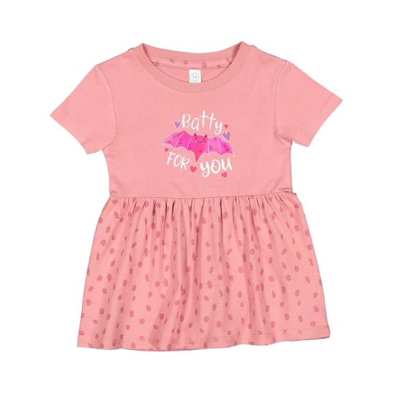 Inktastic Batty for You Pink Valentine Bat Girls Baby Dress