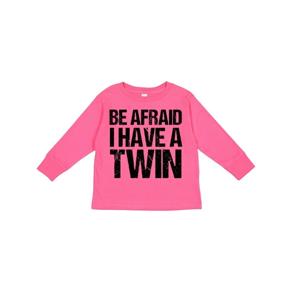 Inktastic Be Afraid I Have a Twin Boys or Girls Long Sleeve Toddler T-Shirt