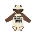 thumbnail image 1 of Inktastic Be Afraid I have a Twin Boys or Girls Long Sleeve Baby Bodysuit, 1 of 5