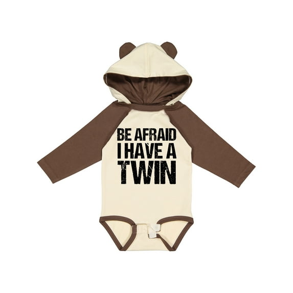 Inktastic Be Afraid I have a Twin Boys or Girls Long Sleeve Baby Bodysuit