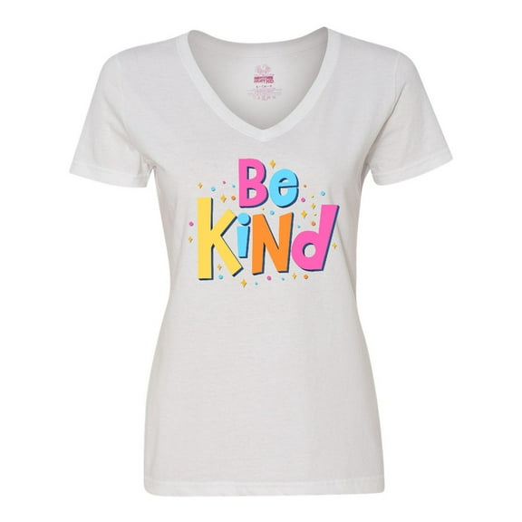 Inktastic Be Kind Inspirational Quote in Color Women's V-Neck T-Shirt