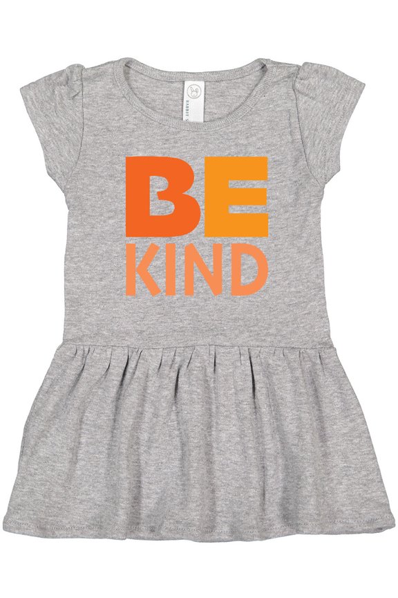 Be Kind Logo In Orange Girls Toddler Dress