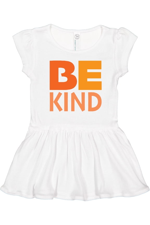 Be Kind Logo In Orange Girls Toddler Dress