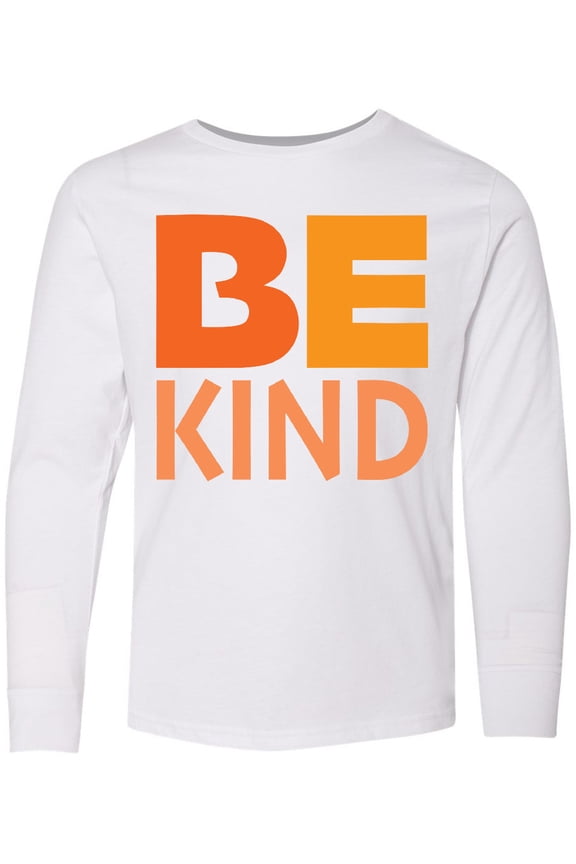 Be Kind Logo In Orange Long Sleeve Youth T-Shirt