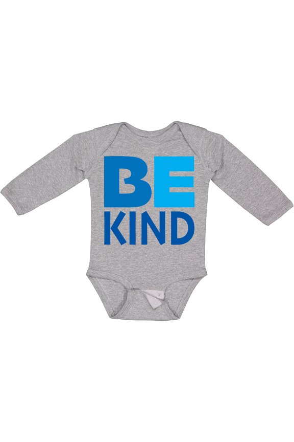 Be Kind Logo in Blue Boys or Girls Long Sleeve Baby Bodysuit