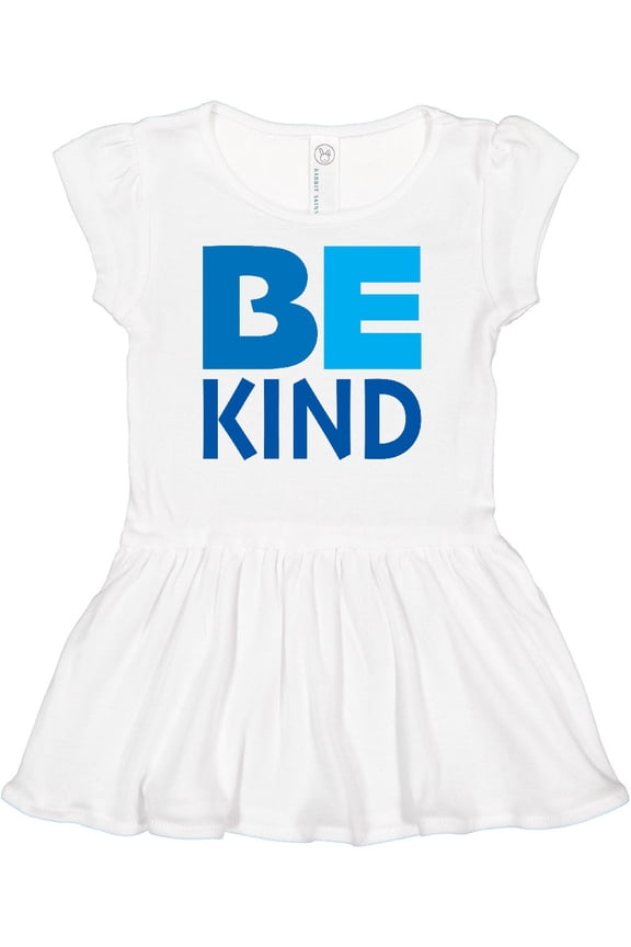 Be Kind Logo in Blue Girls Baby Dress