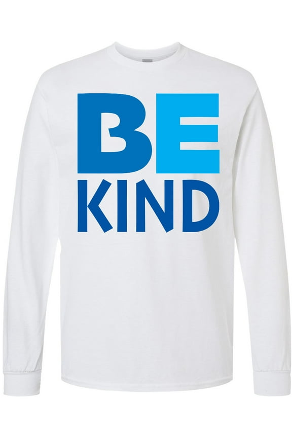 Be Kind Logo in Blue Long Sleeve T-Shirt