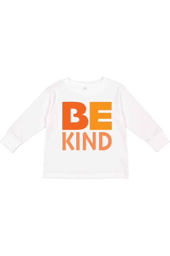 Be Kind Logo in Orange Boys or Girls Long Sleeve Toddler T-Shirt