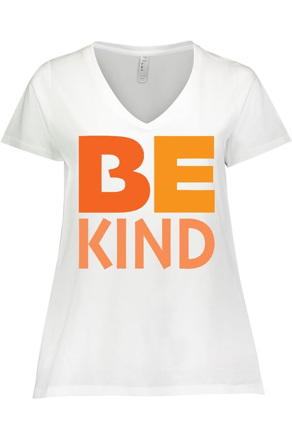 Be Kind Logo in Orange Women's Plus Size V-Neck T-Shirt
