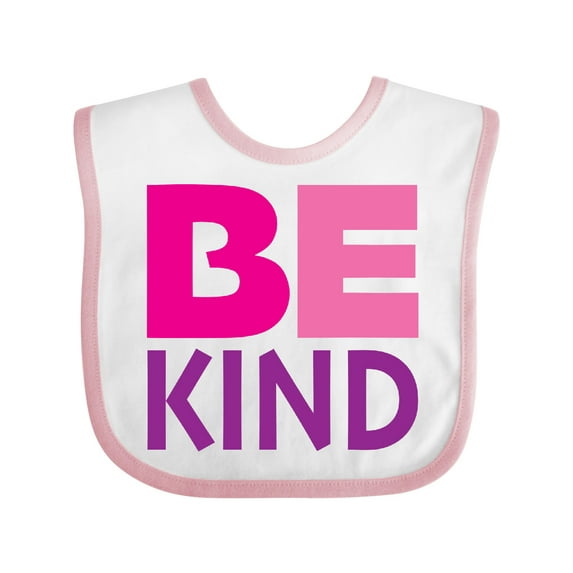 Inktastic Be Kind Logo in Pink and Purple Boys or Girls Baby Bib