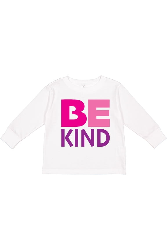 Be Kind Logo in Pink and Purple Boys or Girls Long Sleeve Toddler T-Shirt