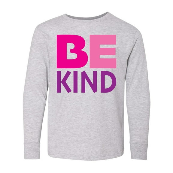 Inktastic Be Kind Logo in Pink and Purple Long Sleeve Youth T-Shirt