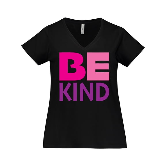 Inktastic Be Kind Logo in Pink and Purple Women's Plus Size V-Neck T-Shirt