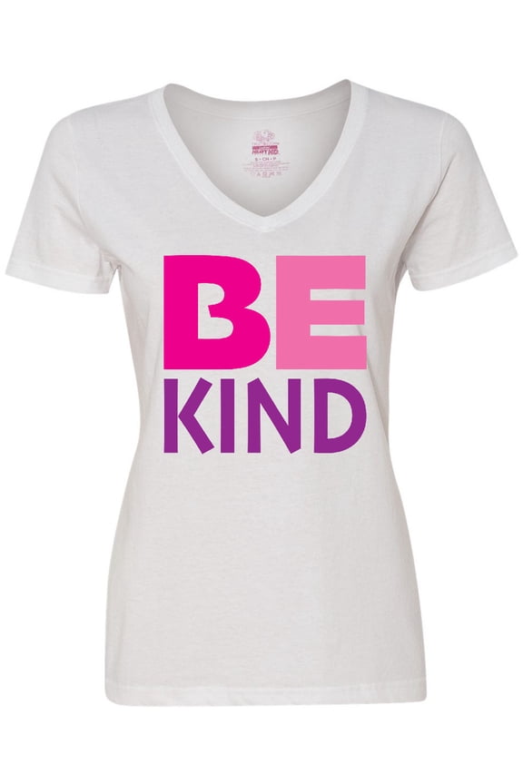 Be Kind Logo in Pink and Purple Women's V-Neck T-Shirt