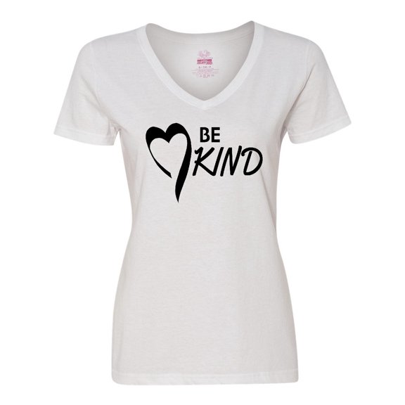 Inktastic Be Kind with Heart Ribbon in Black Text Women's V-Neck T-Shirt