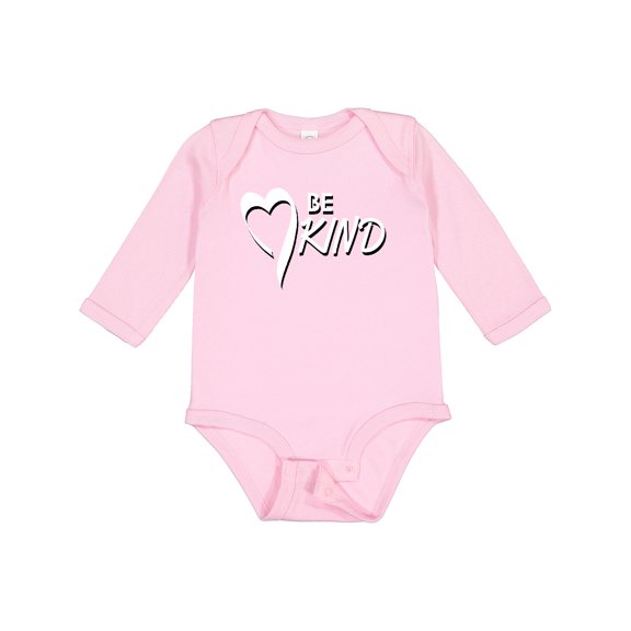 Inktastic Be Kind with Heart Ribbon in White Text Boys or Girls Long Sleeve Baby Bodysuit