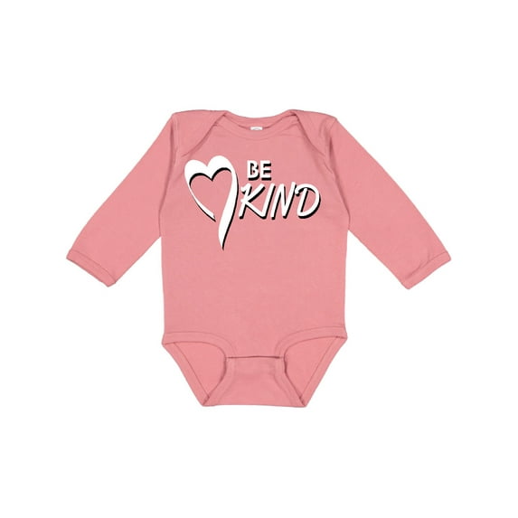 Inktastic Be Kind with Heart Ribbon in White Text Boys or Girls Long Sleeve Baby Bodysuit