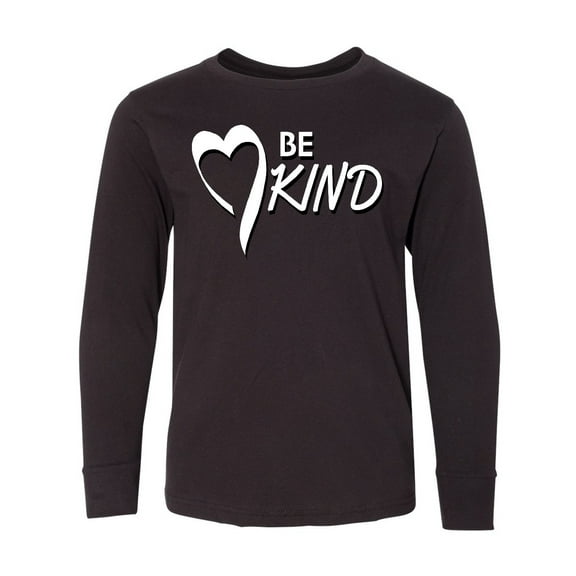 Inktastic Be Kind with Heart Ribbon in White Text Long Sleeve Youth T-Shirt