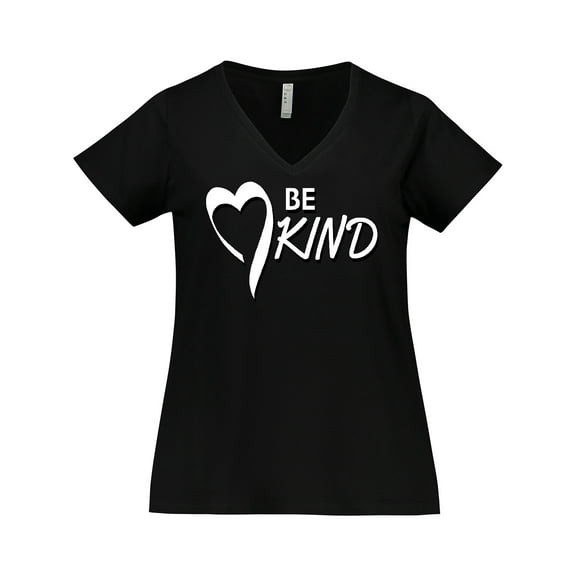 Inktastic Be Kind with Heart Ribbon in White Text Women's Plus Size V-Neck T-Shirt
